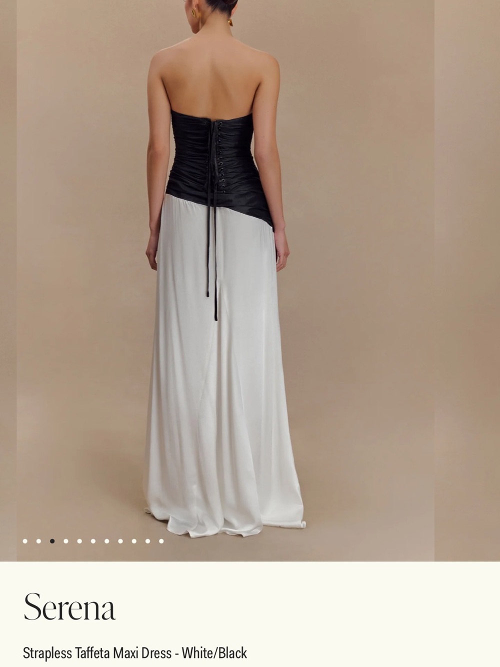 Meshki Strapless Taffeta Maxi Dress - Black & White